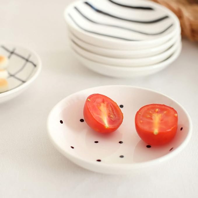 Appetizer Bowls Set of 3 Ceramic Sauce Dish Soy Sauce Appetizer Plates Side Dishes Dipping Bowls Serving for Snack Dessert Fruit Appetizer and Condiment Salad Bowls ( Color : A , Size : 3.94x0.98in )