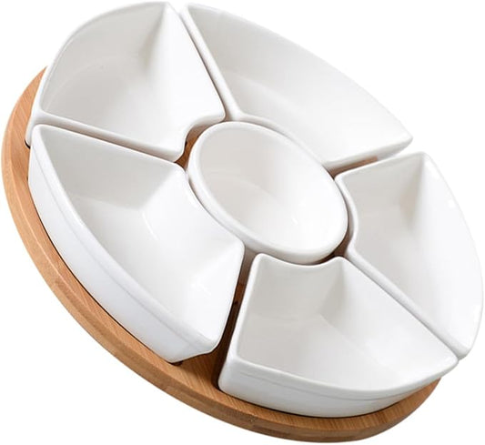 PRETYZOOM Divided Serving Dish Ceramic Plate Dividers Fruit Veggie Platter Appetizer Serving Tray