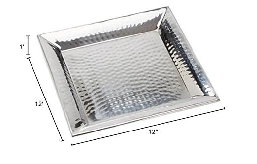 American Metalcraft HMSQ12 Serving Tray, Hammered, Square, Stainless Steel, 1" Height, 12" Width, 12" Length