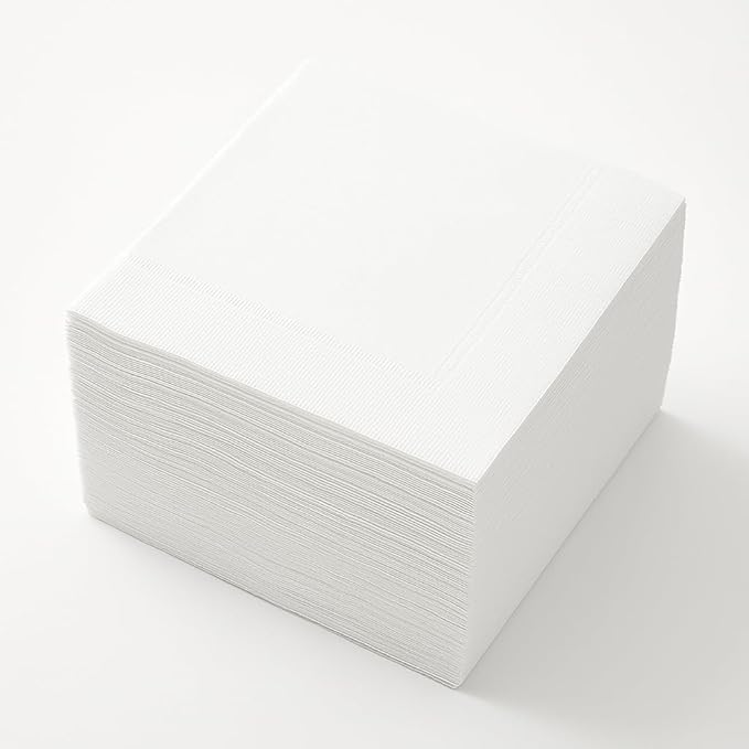 White Cocktail Napkins - 200 count! 2-Ply, Soft, Absorbent, Disposable Paper Napkins for Drinks, Parties, Events, Bars & Weddings! 5x5 inch Square