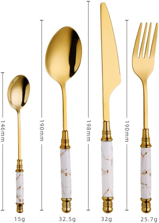 Stainless Steel Flatware serving set,Home Kitchen Eating Tableware Set,Dishwasher Safe,For Home Kitchen Restaurant Hote 24-piece Stainless Steel Cutlery With Ceramic Handles, Marble Crack Emerald Knif