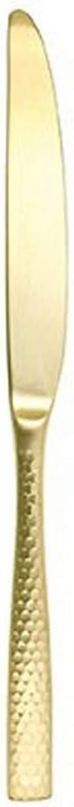 Fortessa Lucca Faceted 18/10 Stainless Steel Flatware, Solid Handle Table Knife, 9.9", Set of 12, Brushed Gold
