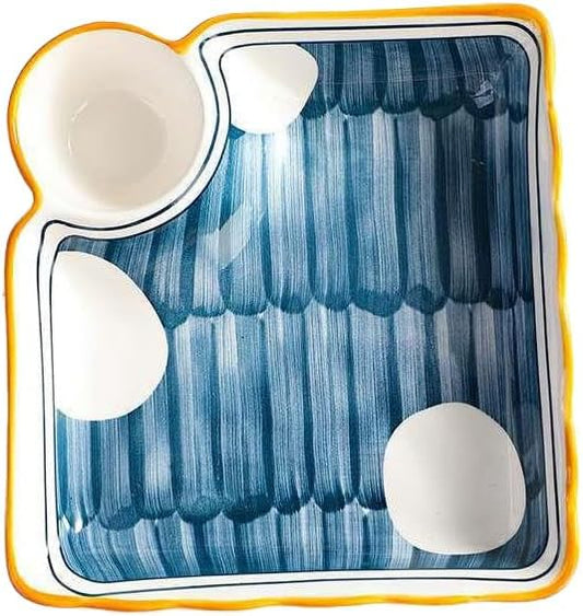 Multi Purpose Appetizer Ceramic Tray Vinegar Bowl Elegant Sushi Cookie Serving Dishes Dipping Sauce Plate for Dumplings French Fries Snacks Homes Restaurants Design Sense Souvenirs
