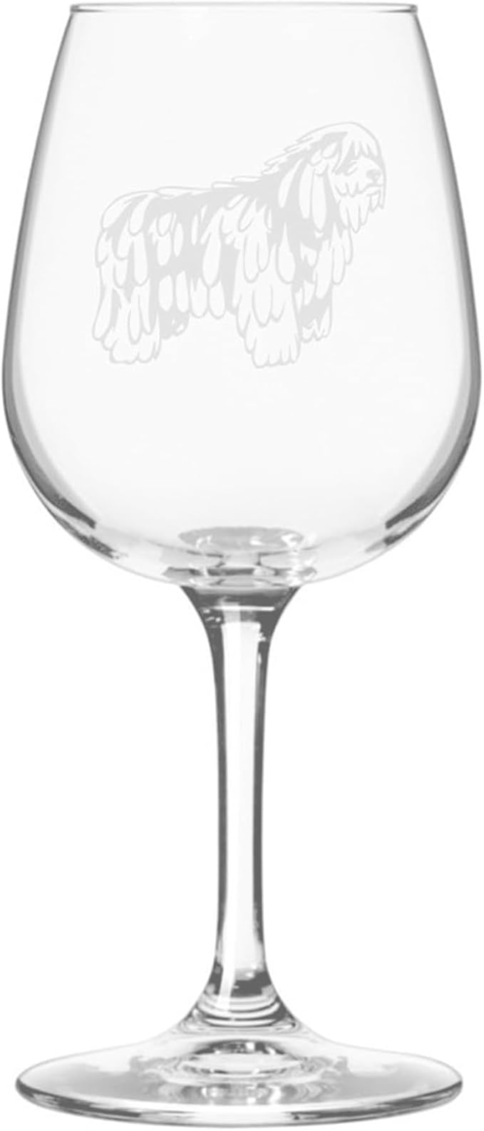 Etched Laser Art Bergamasco Shepherd Personalized Dog Themed Etched 12.75oz Wine Glass Custom Dog Breed Wine Glasses, Ideal for Pet Lovers, Unique Birthday Gift for Men & Women, Personalized Gift