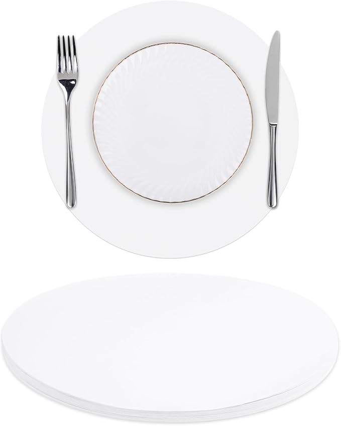 SHACOS 100 PCS Round Paper Placemats 13 inch Disposable Paper Place Mats for Dinner Wedding Birthday Party Festival Table Decoration Indoor Outdoor, White