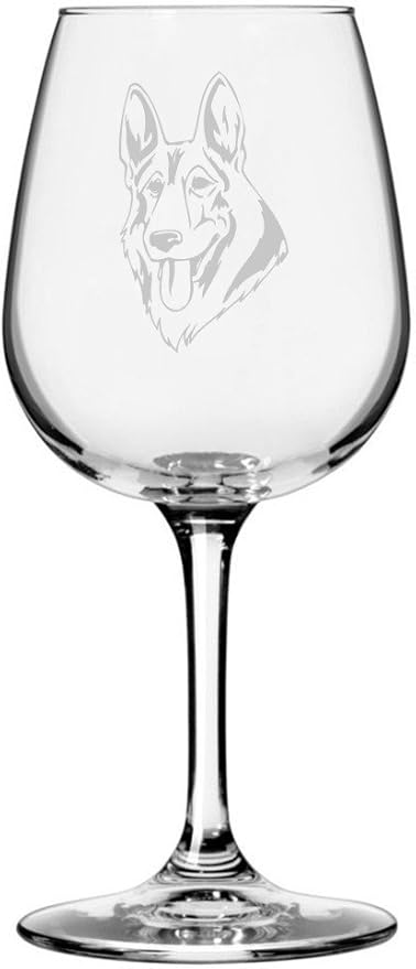 Etched Laser Art German Shepherd (Alternate) Personalized Dog Themed Etched 12.75oz Wine Glass Custom Dog Breed Wine Glasses, Ideal for Pet Lovers, Personalized Birthday Gift for Men & Women