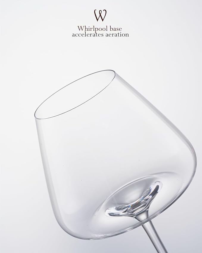 Hand-Blown 23.5OZ Crystal Wine Glasses Set of 4 for Pinot Noir, Burgundy, Bordeaux, Large Lead-Free Crystal Glasses with Unique Bottom Design for Red, White Wine, Big Oversized Glasses