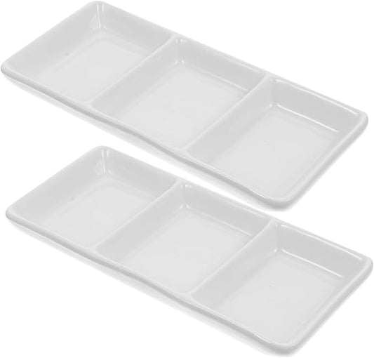 Cabilock 2pcs Ceramic Snack Dishes Versatile Appetizer Plates for Dipping Sauces Fruits and Condiments for Home and Restaurant Use