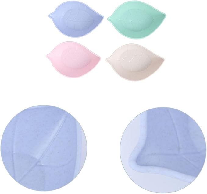 Luxshiny 16Pcs Leaves Shaped Appetizer Plates Multi Purpose Seasoning Dish for Condiments Snacks Vinegar Portable Kitchen Tableware for Home Restaurant Use Random Color