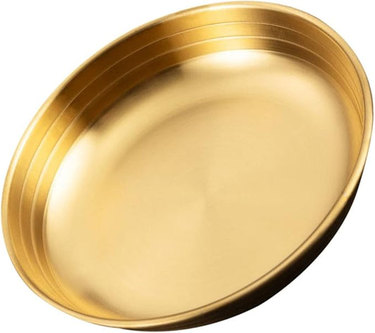 PRETYZOOM Thickened Stainless Steel Korean Kimchi Dish Flat Saucer for Appetizer Plates Soy Sauce Bowl Food Sauce Dish Fall Wear Resistant Serving for Home and Restaurant