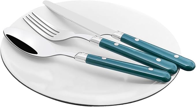 5/20/30-Piece Lightweight Stainless Steel Silverware Set for Everyday Use, Flatware Service for 1/4/6, Steak Knife Fork Spoon Dessert Tea Spoon Fruit Fork, Durable Reusable, Blue