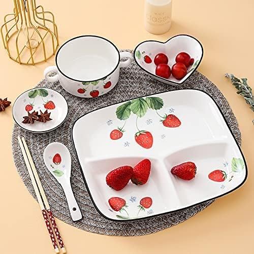 4pcs Ceramic Strawberry Heart Shape Sauce Dishes Seasoning Dishes Appetizer Plates