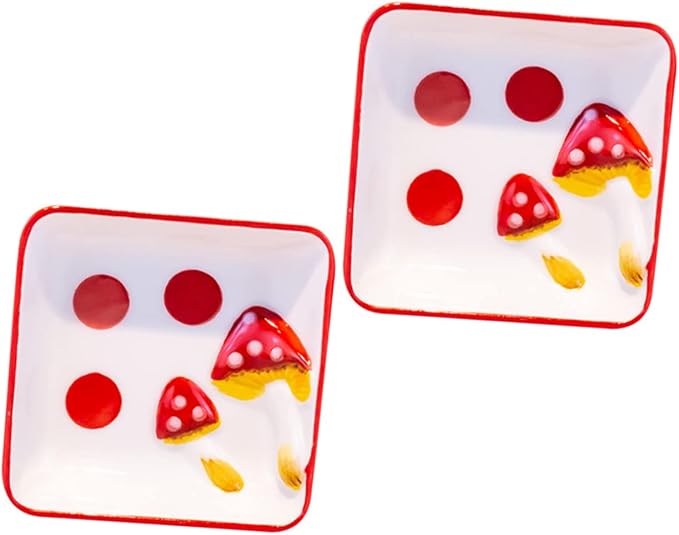 ABOOFAN 2pcs Mushroom Ceramic Sauce Dishes Condiment Plate Dish Seasoning Plate for Cottagecore Kitchen