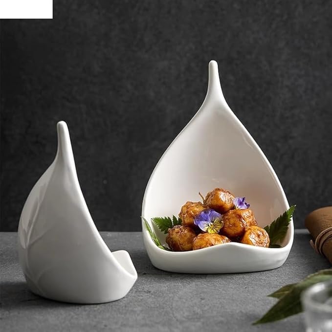 Dinner Plates Set Ceramic Dinner Plate Creative Irregular Dessert Plate Snack Plate Sushi Plates Pasta Plates Restaurant Specialty Tableware Kitchen Salad Bowl(B 8 inch)