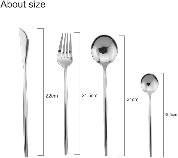JASHII 32 Pieces Cutlery Set Stainless Steel Home Kitchen Flatware Set Mirror Polished Knife Fork Set Spoon Modern Elegant Tableware Set (Silver Full)