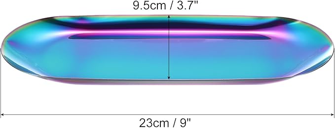uxcell 6pcs Stainless Steel Decorative Tray, 9 Inch Oval Jewelry Tray, Small Serving Tray for Bathroom Countertops, Closets, Dressers, Multicolor