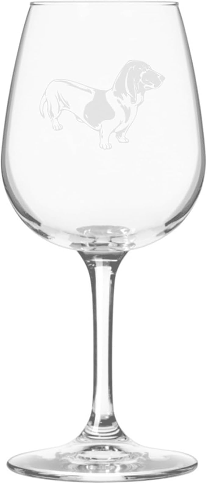 Etched Laser Art Blue Gascony Basset (Basset Bleu de Gascogne) Personalized Dog Themed Etched 12.75oz Wine Glass Custom Dog Breed Wine Glasses for Pet Lovers, Unique Birthday Gift for Men & Women
