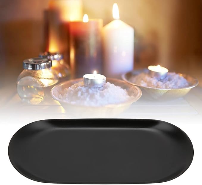 Oval Metal Trays, 9.1 x 3.7in Stainless Steel Serving Tray Decorative Vanity Plate Storage Trays Thickened Serving Dishes