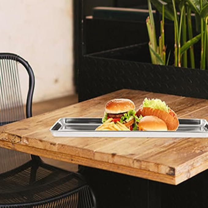 Stainless Steel Rectangular Serving Tray 10.4X6.1 Inch Food Snack Plate for Home Restaurant Hotel Dining