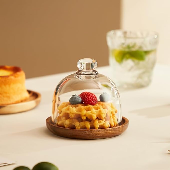 Charcuterie Snow Globes - 5 Pack Mini Cake Stand with Glass Dome Lid for Party Favors, Mini Charcuterie Snow Globes for Individual Desserts, Cupcakes & Pastries, Elegant Holiday Table Display (5PCS)