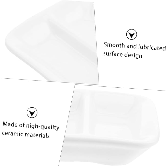 2 Pcs Pure White Ceramic Snack Serving Tray Divided Sauce Dishes with Compartments for Spice Dish Condiments and Dips Versatile Appetizer Plates