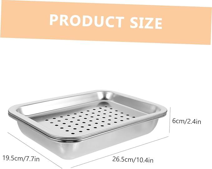 Cabilock Stainless Steel Germination Tray Set Rectangular Tea Serving Tray Deep Drainage for Efficient Filtration for Home and Garden Use