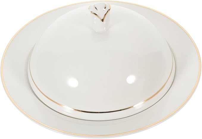 OUNONA Household Ceramic Plate Lid Dinner Plate Smooth Edges for Versatile Use