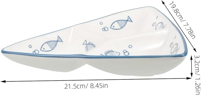 Japanese Style Ceramic Plate Compartment Snack Plate Fish Shape Breakfast Divided Dish
