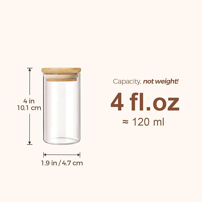 ComSaf Spice Jars with Label，4 oz Glass Spice Jars with Bamboo Lid, 16 Pcs small Seasoning Containers with 54 Black Lables, Empty Seasoning Jars for Pantry Storage, Loose Tea, Herbs, Powders, Salt