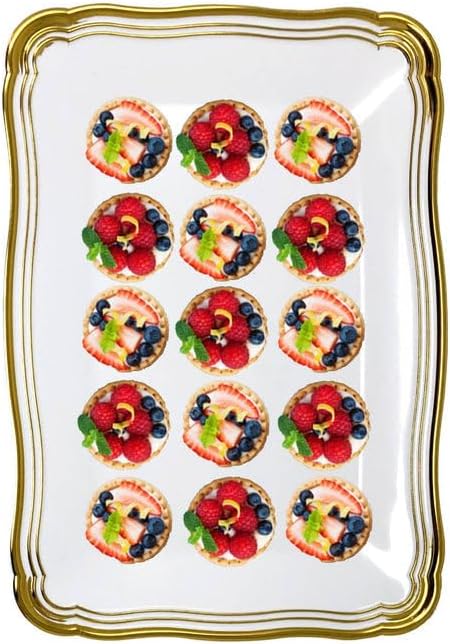 's Aristocrat Collections:13 X 9 inches Rectangular Serving Trays White & Gold Border: BPA Free for All Occasions: 12CT
