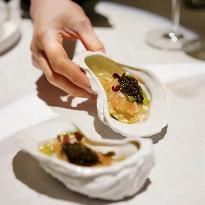 Dipping Sauce Bowls Appetizer Bowls Ceramic Oyster Plate Tableware Hotel Restaurant Wedding Party Pure White Creative Plate Snack Plate Sushi Plate Snack Fruit Small Plate Ceramic Dip Bowls Dipping Sa