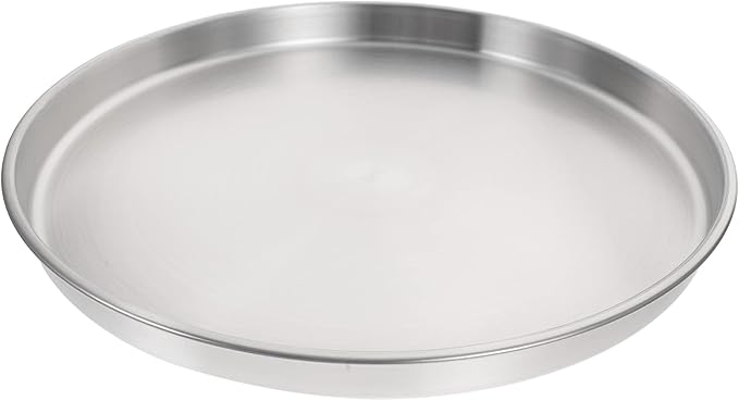 LOGOFUN 2 Pcs Stainless Steel Tray Metal Round Serving Tray Large Flat Storage Plate (Silver-30cm)
