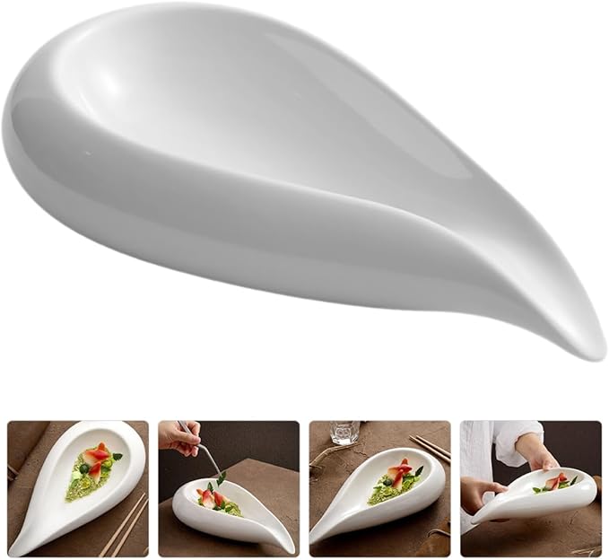 PRETYZOOM Ceramic Serving Plate Unique Food Display Dish for Appetizers Fruits and Soups for Home Parties and Restaurants