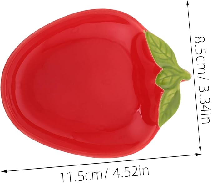 2pcs Strawberry Shape Ceramic Bowl Salad Plate Decorative Dessert Serving Plate Ceramic Seasoning Dishes