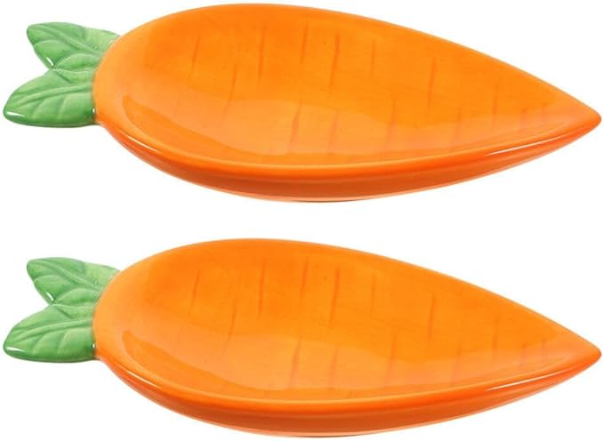 2pcs Ceramic Dishes Sauce Plates Easter Carrot Plates Tasting Dishes Ingredient for Prep Sushi Plate Digging Plate Dip Dessert Carrot Shape Bowls