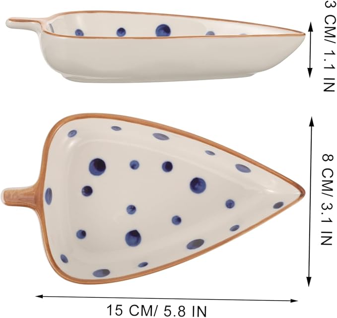 PRETYZOOM Creative Ceramic Leaf Snack Plate Dipping Sauce Dish Multipurpose Side Dish for Home and Restaurant Serving Appetizers Salads Desserts and Snacks