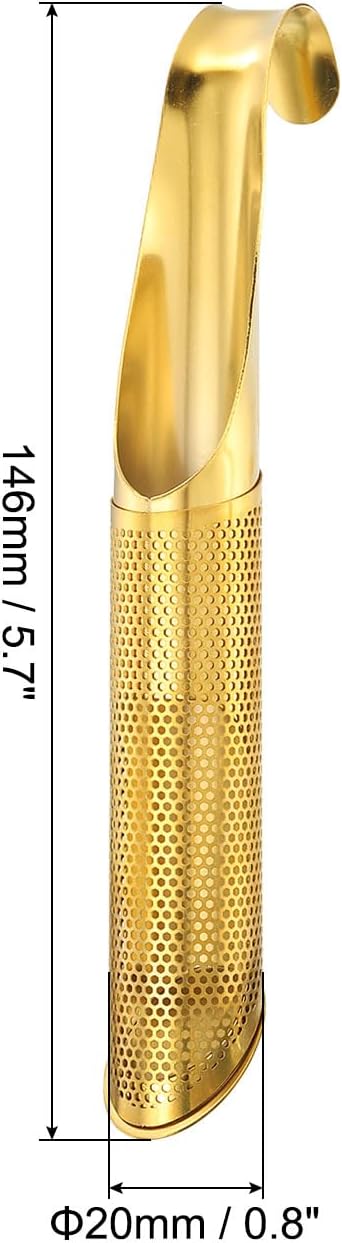 uxcell 1 Pcs Tea Strainer with Fine Mesh, Stainless Steel Tea Steeper, Tea Infuser Stick Pipe with Handle for Loose Leaf Tea, Titanium
