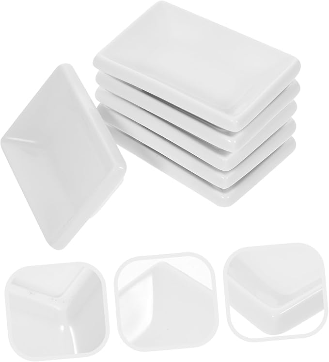 BESTYASH 6 Pcs Snack Dish Seasoning Dish White Tray Mini Seasoning Dishes Condiment Dishes Soy Sauce Dish Appetizer Plates Platter 、 Rectangular Dipping Dish Sauce Dishes Serving re-usable