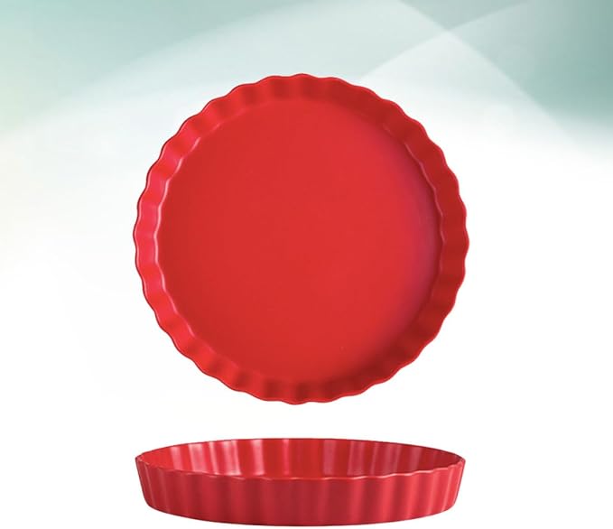 BESPORTBLE 10-inch Red Ceramic Sushi Plate Creative Breakfast Dish Simple Italy Noodles Plate Household Tableware for Home and Restaurant Use