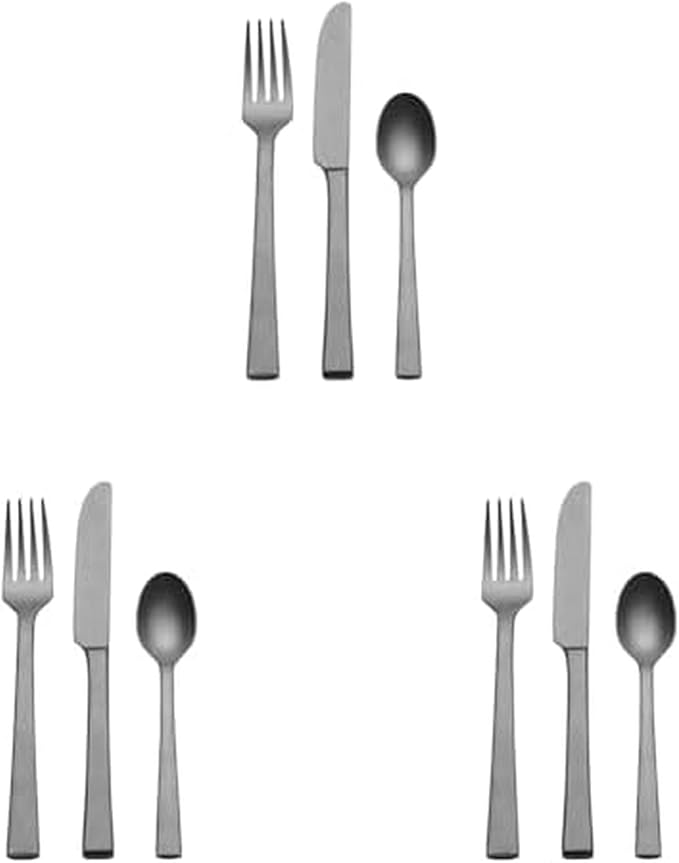 Mikasa Stonewash York 12-Piece Flatware Set, Service For 4 (Pack of 3)