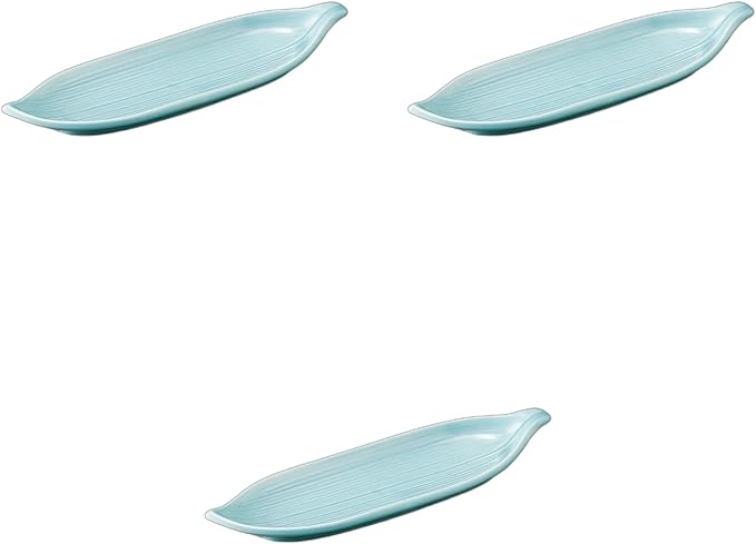 Setomonohonpo, Set of 3, Grin Sasa Shaped Protruding Plates, 9.4 x 2.8 x 1.2 inches (24 x 7 x 3 cm), Appetizer Plates, Porcelain