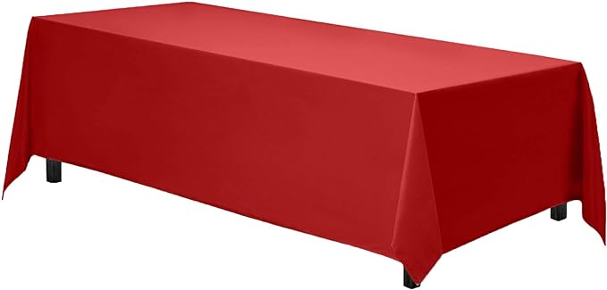 Gee Di Moda Rectangle Tablecloth - 70 x 120 Inch Red Table Cloth for 6 or 8 Foot Rectangle Tables - Heavy Duty Washable Fabric - for Holiday Party, Dinner, Weddings, Baby Shower & Events