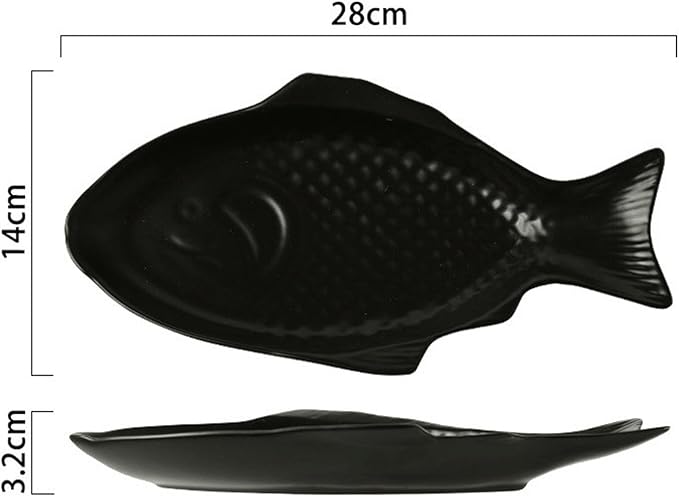SONGCHAO Party Supplies Fish-shaped Ceramic Dinner Plate Home Kitchen Restaurant Snack Plate Steamed Fish Plate Fruit Plate Appetizer Plate Party Plates (Color : A)