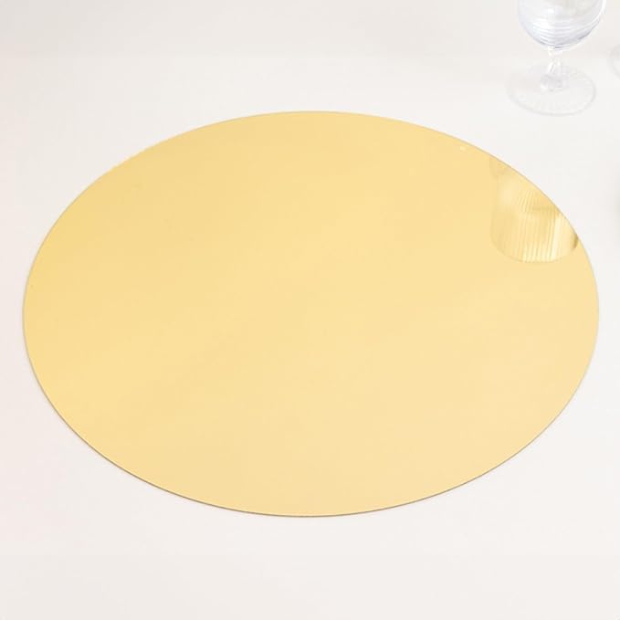 Efavormart 10 Pack Gold Round Acrylic Mirror Tray for Decoration, Large Circle Candle Plate Centerpiece Bases - 16"