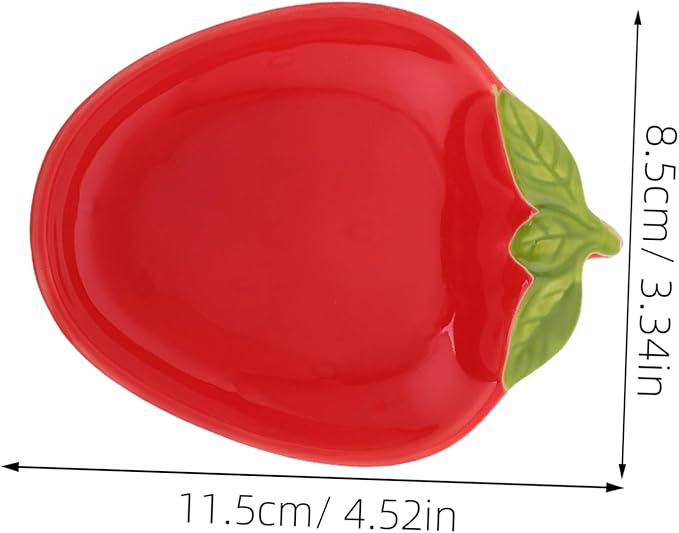 2pcs Strawberry Shaped Ceramic Serving Plates Creative Appetizer Dishes for Snacks and Sauces Decorative Food Containers for Home Kitchen