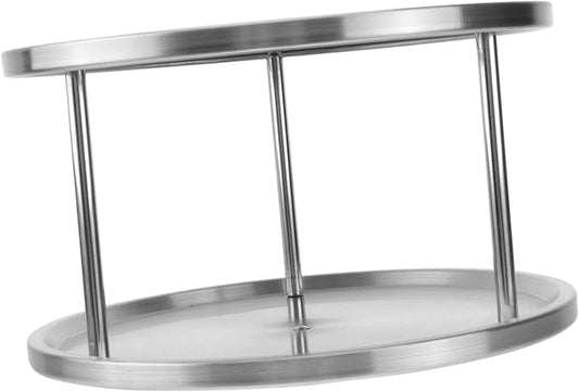 ABOOFAN Stainless Steel Seafood Platter Silver Crimped Round Smooth Food and Dessert Plates Elegant Serving Tray for Dinner Parties and Casual Gatherings