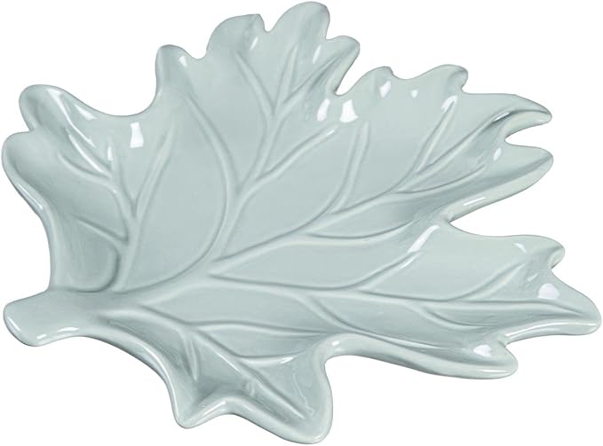 ASHLEY GIFTS 8" Ceramic Leaf Shaped Plate, 2 Assortments. Colors