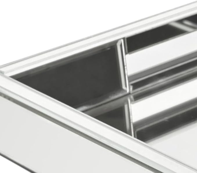 16" Silver Mirrored Glass Serving Tray with Handles