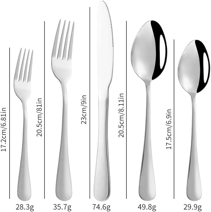 Stainless Steel Customized Flatware Set,Engraving Name Knife Forks Spoon,Personalized names will be engraved on your tableware, Customized Birthday Christmas Gift Silver