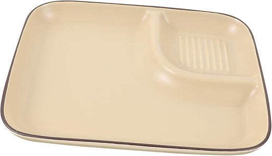 Ceramic Dumpling Plate with Sauce Dish Multi-functional Appetizer Plate for Dipping Snacks Sushi and Desserts Practical Dining Dish Khaki Color